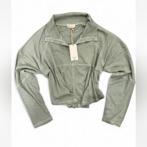 NWT Sage Green Cropped Long Sleeve Top